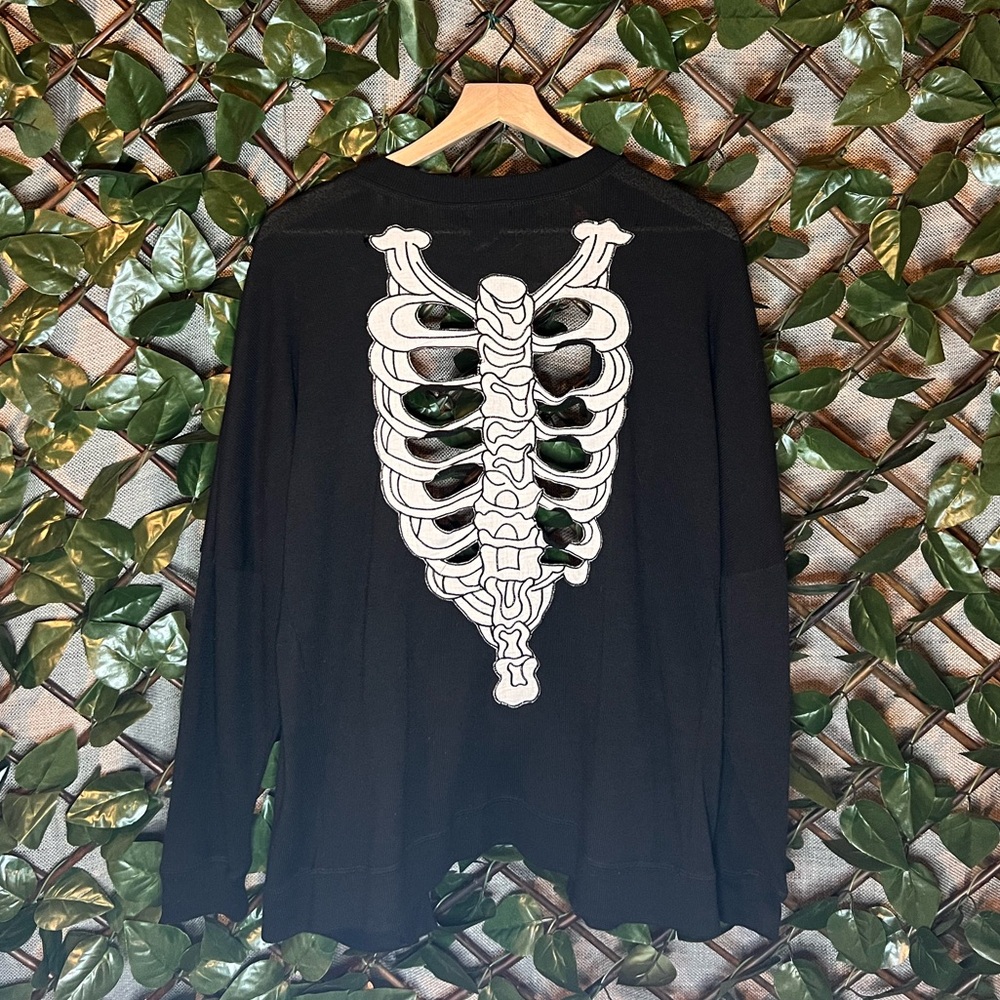 Genuine Y2K Teenage Runaway Skeleton Ribcage Back Cutout Cardigan